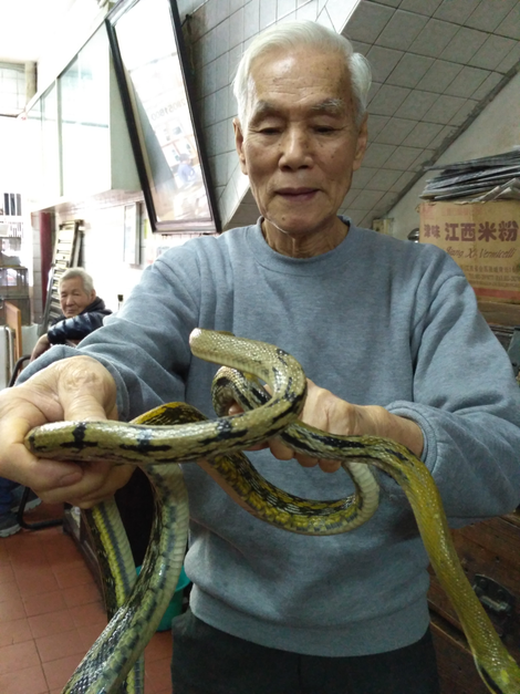 Mr. Mak has been butchering and cooking snakes in Hong Kong for 70 years. (Photo: M. Paramita Lin)